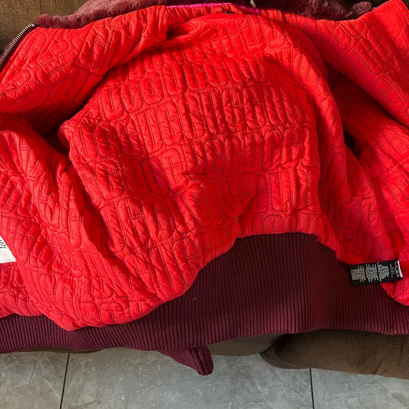 UGG Augusta Sherpa Jacket Bomber Winter Coat Red Maroon COZY CUTE - Picture 5 of 9
